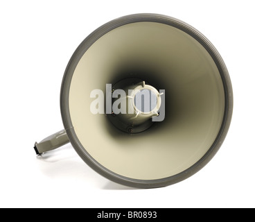 Megaphon isoliert auf weißem Hintergrund Stockfoto