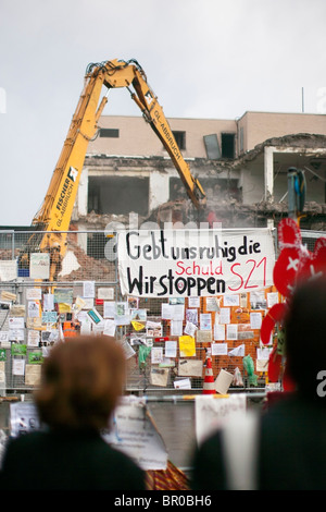 Protest gegen das Projekt Stuttgart 21 am Stuttgarter Hauptbahnhof Stockfoto