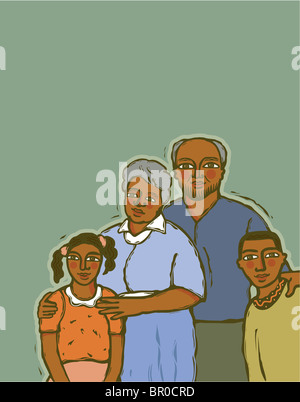 African american Kinder bei den Großeltern Stockfoto