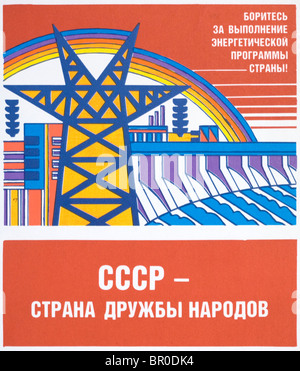 Plakat feiert Wasserkraft Strom in der Sowjetunion - USSR. Stockfoto