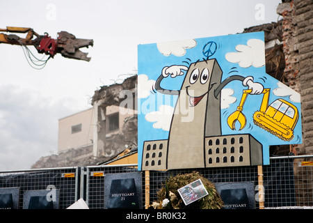 Protest gegen das Projekt Stuttgart 21 am Stuttgarter Hauptbahnhof Stockfoto