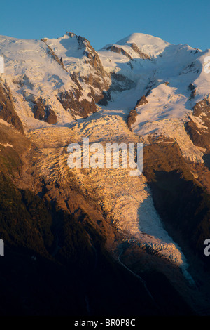 Le Glacier des Bossons et le Mont Blanc, Rhône-Alpes, Haute Savoie, Frankreich Stockfoto