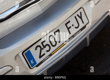 Nummernschild auf spanischen registrierte Auto, Spanien Stockfoto