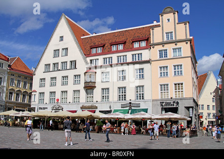 Raekoja Plats, den Rathausplatz in Tallinn, Estland Stockfoto