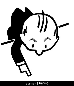 Eine schwarz-weiß Version von einem Cartoon-Stil, Zeichnung eines Kaufmanns Stockfoto