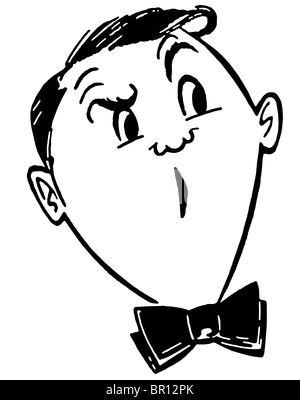 Eine schwarz-weiß Version von einem Cartoon Stil Vintage Zeichnung eines Mannes Stockfoto