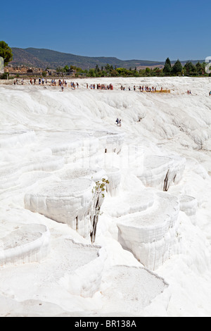 Travertin Terrassen, Pamukkale in der Nähe von Denizli, Türkei Stockfoto