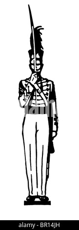 Eine schwarz-weiß Version von einem Vintage-Stil Bild eines Soldaten Stockfoto