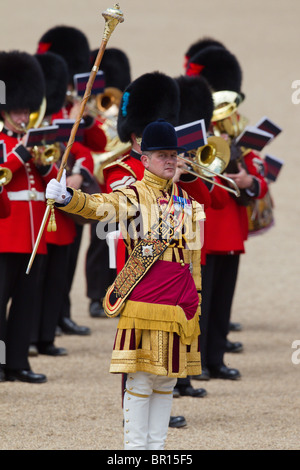 Tambourmajor und Musiker der Massed Bands. "Trooping die Farbe" 2010 Stockfoto