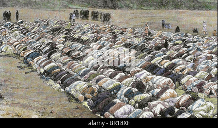 Buckre-Ede-Festivals oder Baqr-ich-Id (Kuh-Festival), gehalten im Naini-Tal, in den nordwestlichen Provinzen Indiens. Moslems beten. Stockfoto