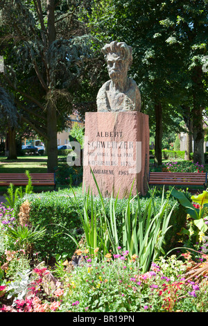 Büste Statue von Albert Schweitzer in Kaysersberg, Frankreich Stockfoto