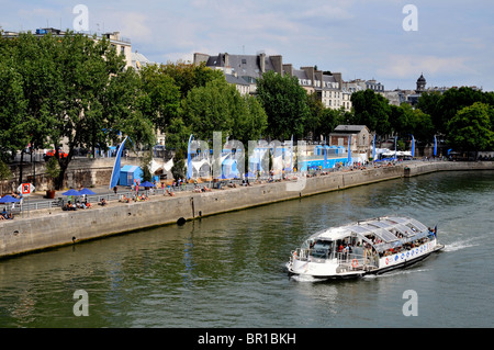 Batobus, Seine Fluss, Paris Plage, Paris, Frankreich Stockfoto