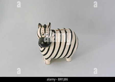 Stillleben-Zebra-Spardose Stockfoto