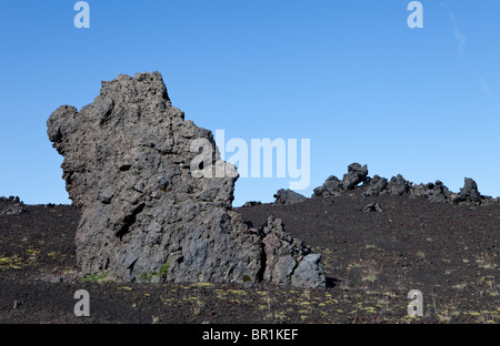 Schwarze Lava, Vulkan Hekla, Island Stockfoto