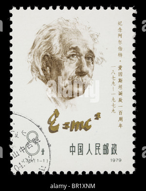 Briefmarke China Albert Einstein, abgebrochen Stockfoto