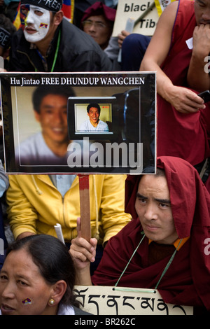 Rallye für tibetische Aufstand Tag, Forderung nach Freiheit und der Menschenrechte in Tibet, Dharamsala, Himachal Pradesh, Indien. Stockfoto