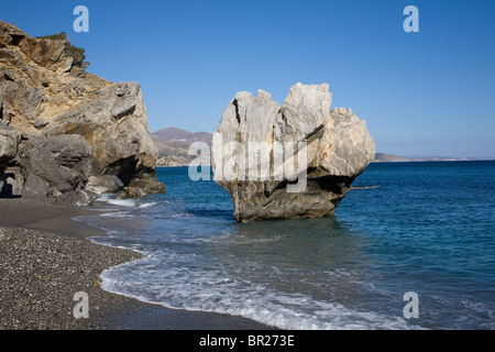 Preveli Strand Preveli, Rethymno, Kreta, Griechenland. Stockfoto