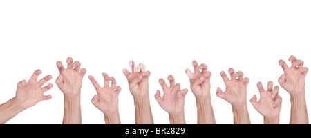 Halloween-Hand-Geste-Set, isoliert auf weiss Stockfoto