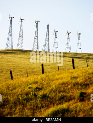 Windräder und Hügeln. Stockfoto