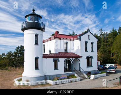 Admiralität Head Leuchtturm im Fort Casey State Park, Whidbey Island, Washington. Stockfoto