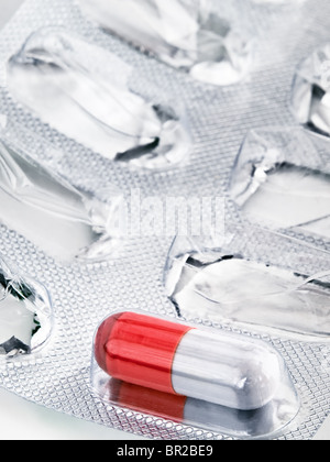 letzte Antibiotika Pille in der blisterpack Stockfoto