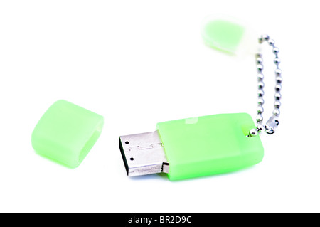 USB-Flash-Laufwerk auf weiß Stockfoto