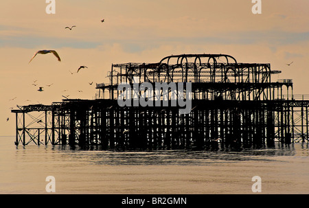 Der baufälligen Pier West, Brighton, East Sussex, England Stockfoto
