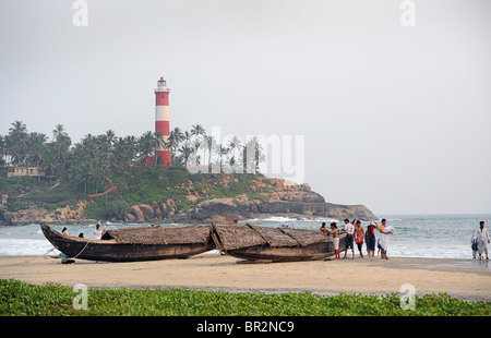 Kovalam Strand und Leuchtturm, Kerala, Indien Stockfoto