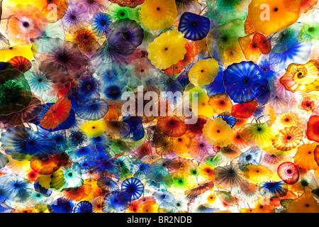 Eine Nahaufnahme von der Glas-Kronleuchter der Fiori di Como von Dale Chihuly, genannt die Lobby, das Hotel Bellagio Las Vegas USA Stockfoto