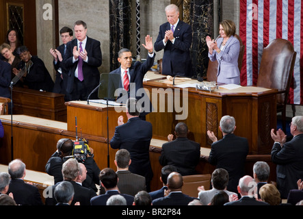 Präsident Barack Obama liefert seine erste Rede zur Lage der Union. Stockfoto
