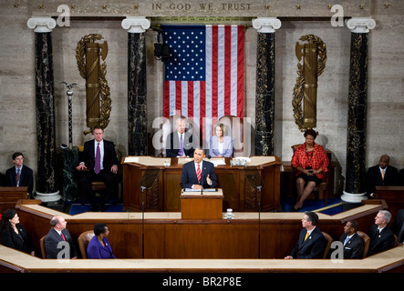 Präsident Barack Obama liefert seine erste Rede zur Lage der Union. Stockfoto