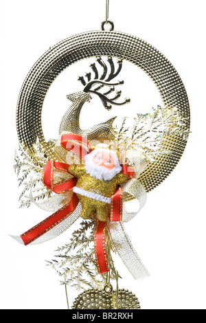 Weihnachts-Dekoration auf weißem Hintergrund Stockfoto