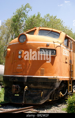 Diesellok auf dem Museo Nacional de Los Ferrocarriles Mexicanos oder National Railway Museum in der Stadt Puebla, Mexiko Stockfoto