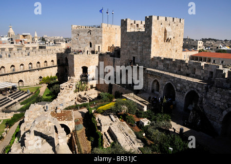 14. Jahrhundert Zitadelle und der Turm von David, Jerusalem, Israel, Naher Osten, Orient Stockfoto