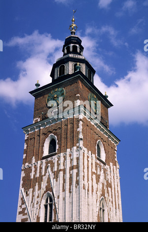 Polen, Krakau, Rynek Glowny, Hauptmarkt, Rathausturm Stockfoto