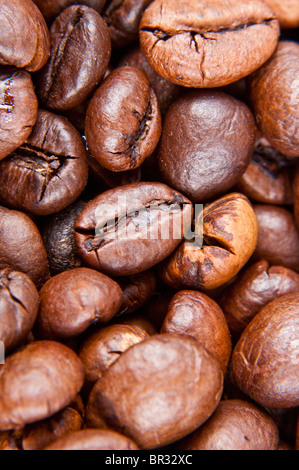 Kaffeebohnen hautnah Stockfoto
