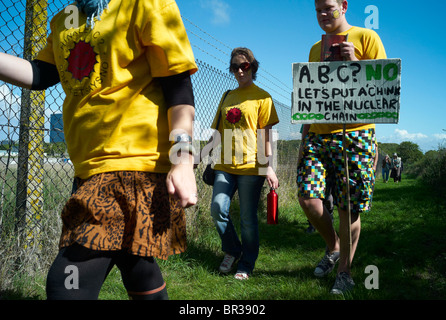 Demonstration gegen Vorschläge für ein neues Kernkraftwerk in Hinkley Point in Somerset September 2010 bauen Stockfoto