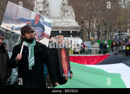 Demonstration am Jahrestag der Besetzung Blei israelischen Militäroperation im Gaza-Streifen Stockfoto