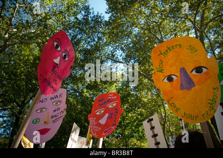 Unterstützer der Cordoba Initiative Moschee und islamische kulturelle Mitte Rally in New York Stockfoto