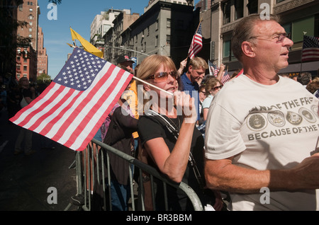 Gegner der Cordoba Initiative Moschee und islamische kulturelle Mitte Rally in New York Stockfoto