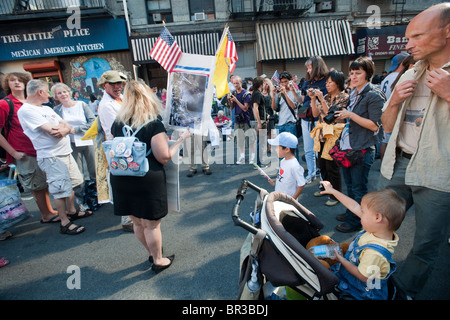 Gegner der Cordoba Initiative Moschee und islamische kulturelle Mitte Rally in New York Stockfoto