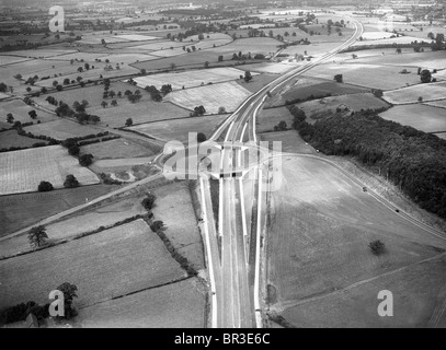 Ausfahrt 6 der Autobahn M5 im Bau in der Nähe von Hindlip Worcestershire 19.07.1962 Stockfoto