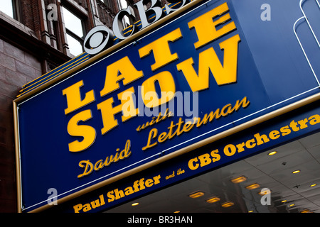 Die Late Show Festzelt außerhalb der Ed Sullivan Theater in New York City, USA Stockfoto