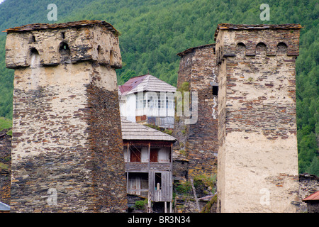 Dorf von Ushguli, Svanetia, Georgien, großer Kaukasus Stockfoto