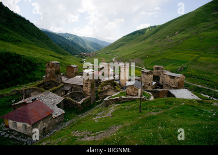 Dorf von Ushguli, Svanetia, Georgien, großer Kaukasus Stockfoto