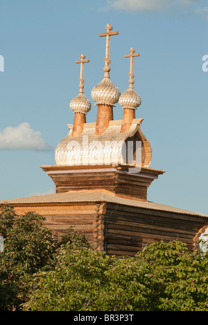 Russische orthodoxe Holzkirche in Moskau Vuseum Kolomenskoje Stockfoto