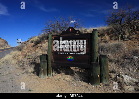 Elephant Butte Lake State Park Zeichen - New Mexico Stockfoto