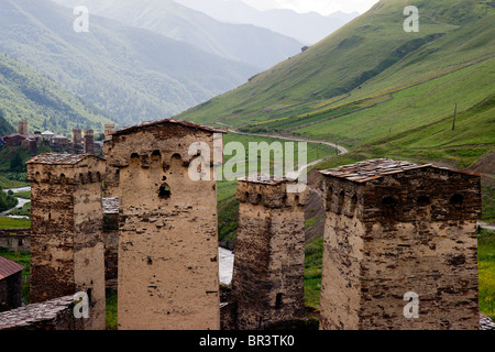 Dorf von Ushguli, Svanetia, Georgien, großer Kaukasus Stockfoto