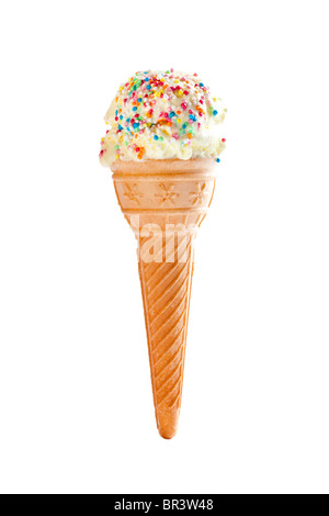 Eis in der Waffel Kegel Stockfoto