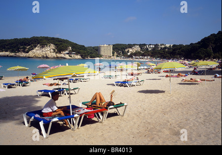 Menorca - Blick auf den Strand von Cala Santa Galdana Stockfoto